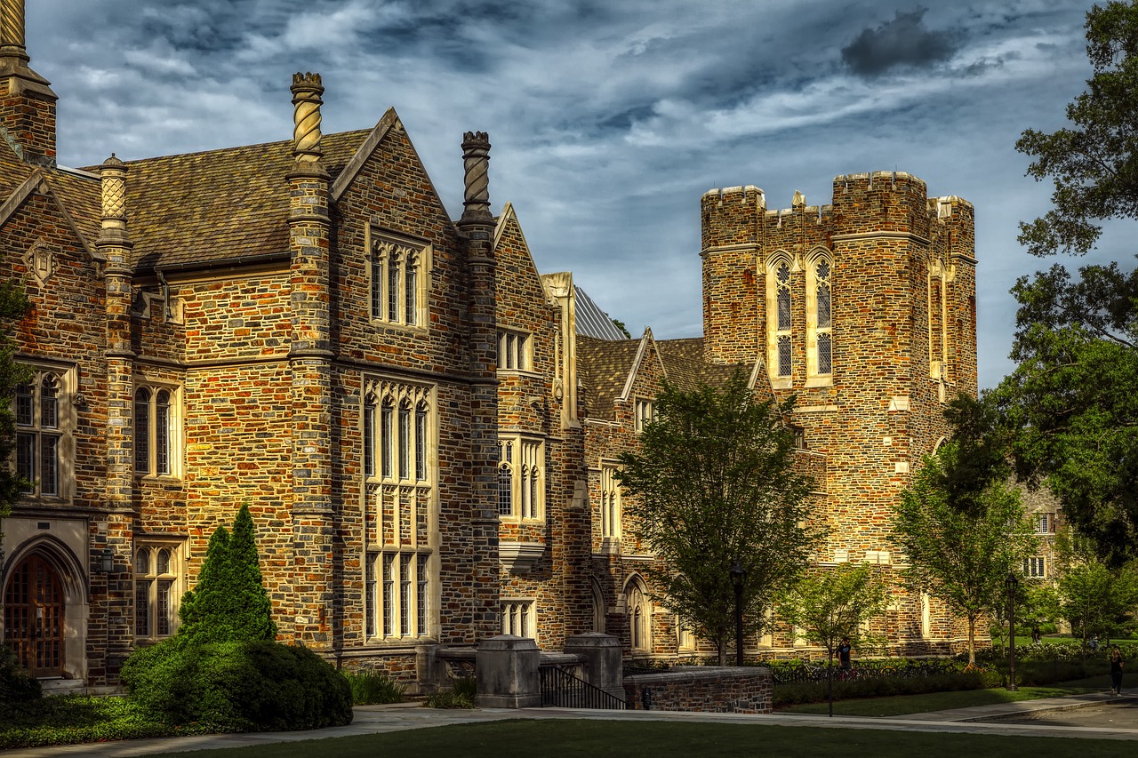 image of stone buildings with tall windows at duke university