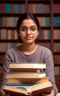 young woman with books