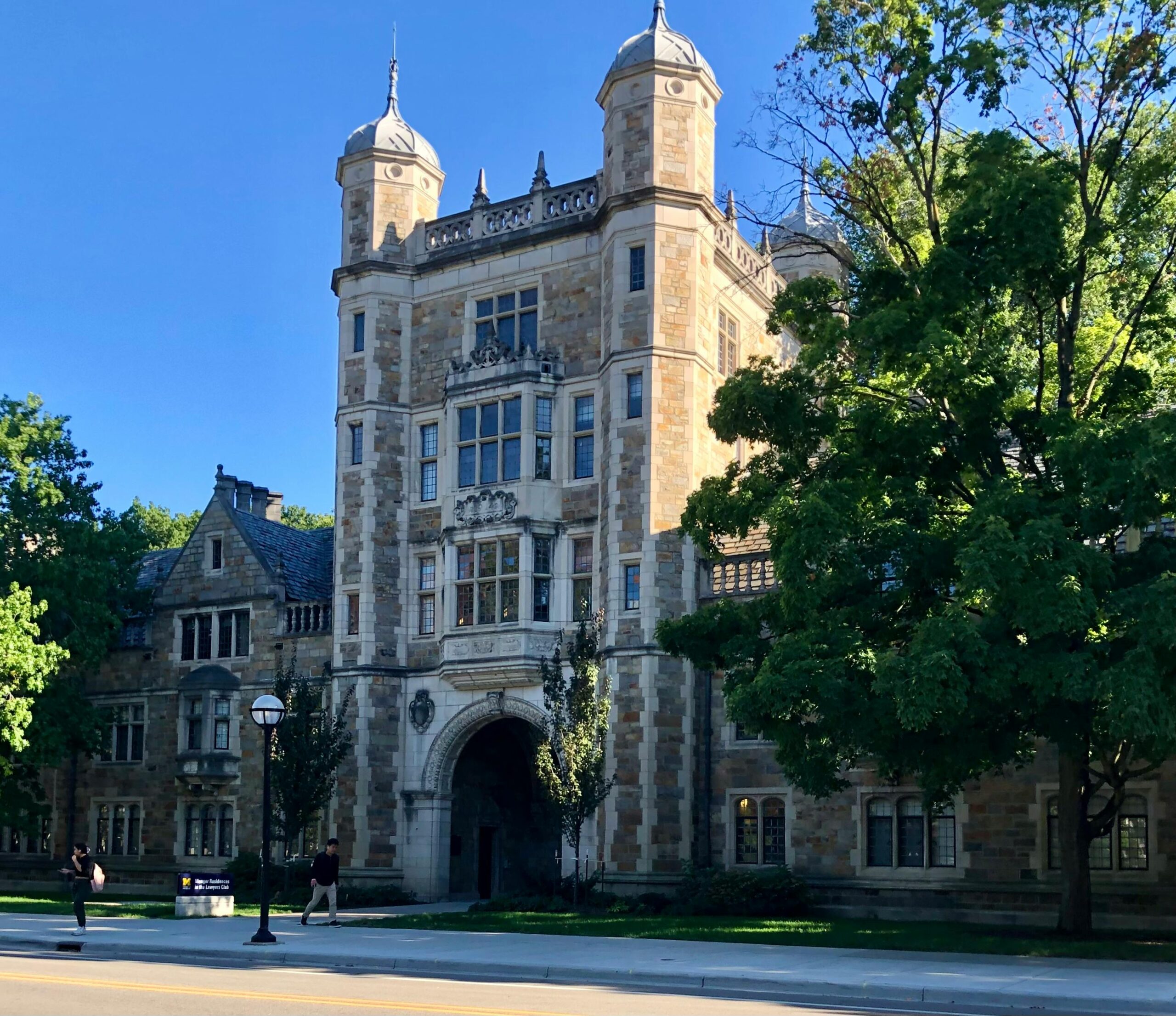 Large stone building from U Michigan campus with two towers