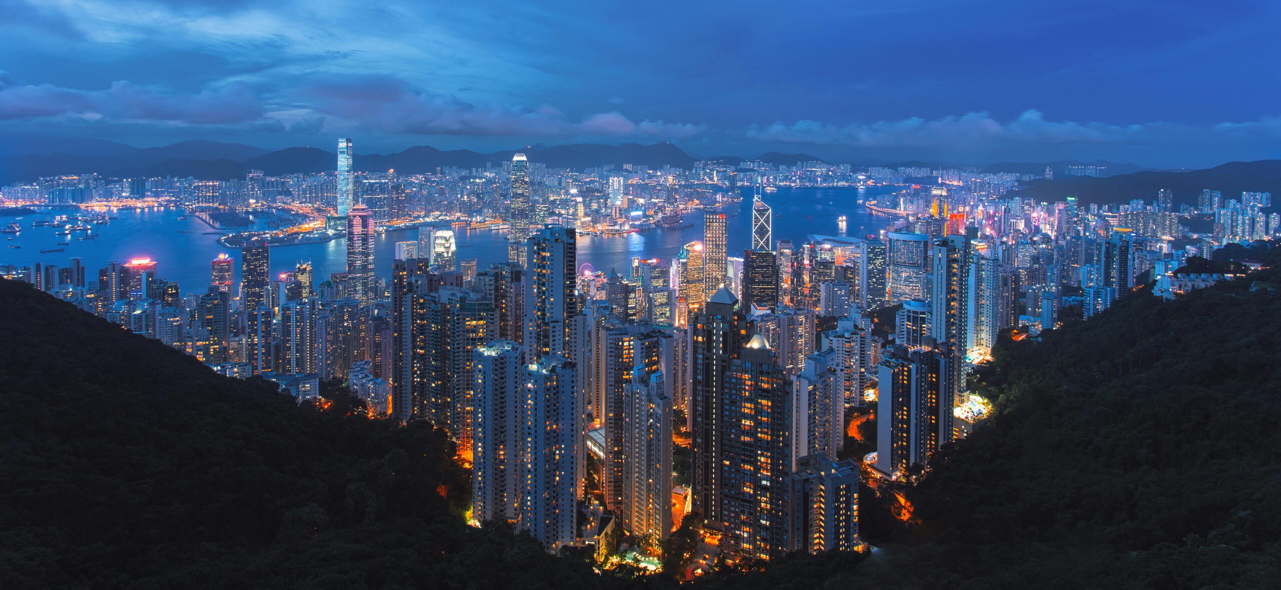 Hong Kong city lights at dusk