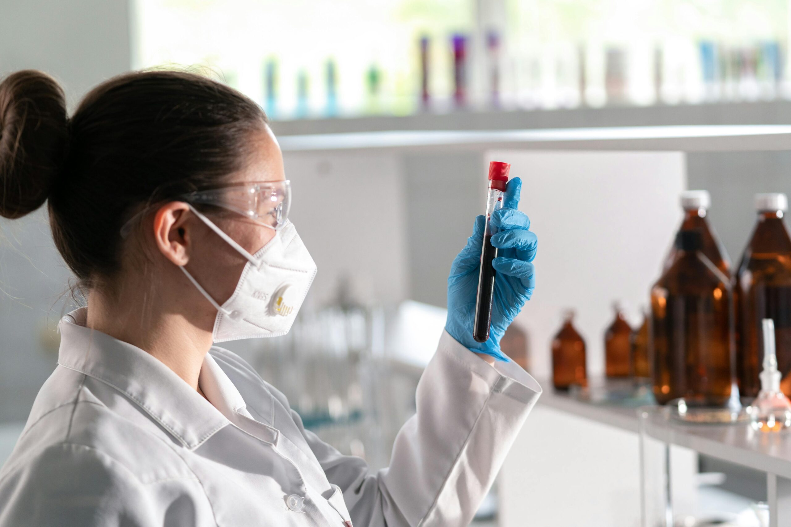 A Woman Holding a Blood Sample