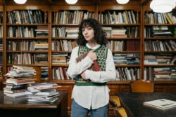 A Woman Holding a Book