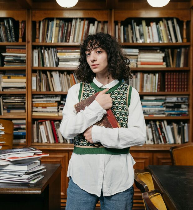 A Woman Holding a Book