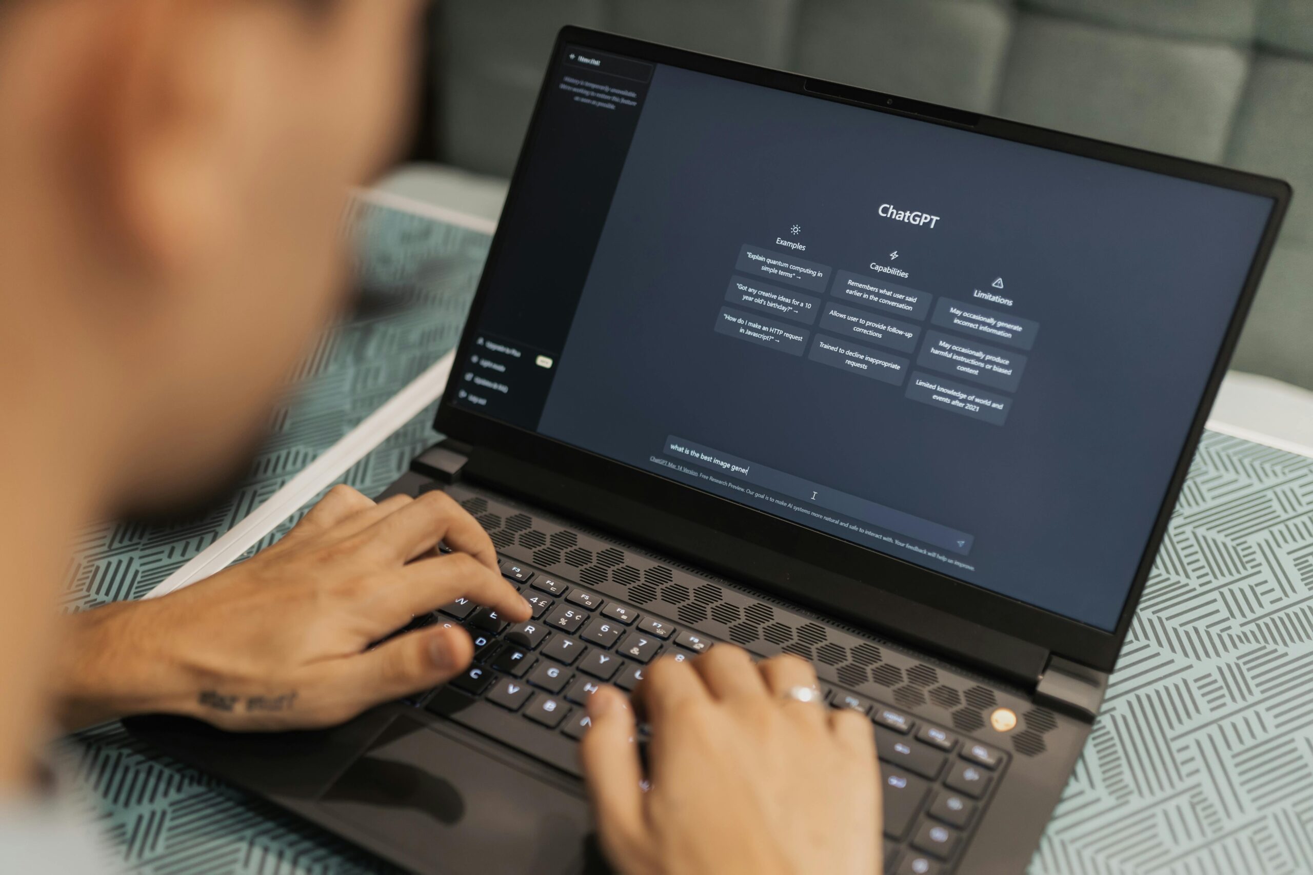 Man Using Laptop with Chat GPT